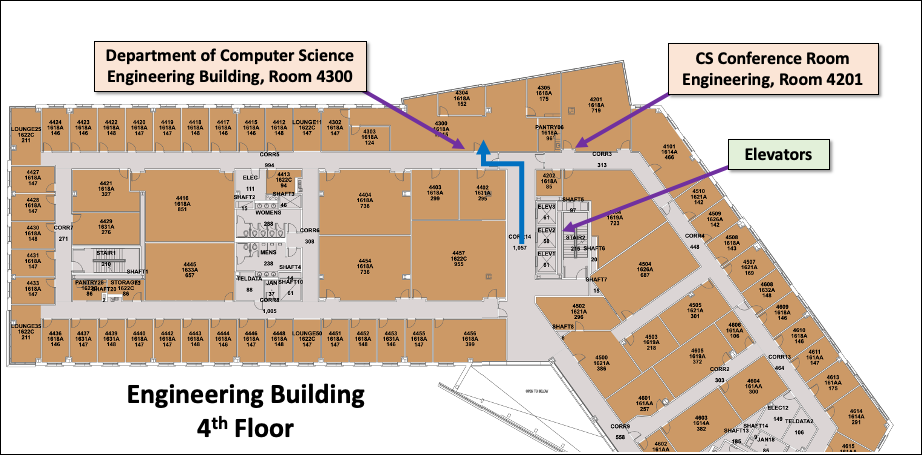 Engineering Building Floorplan, showing Room 4300, the CS Department